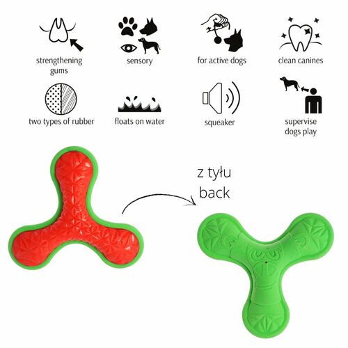 Product photo Tpr Rubber Dog Toy - Bumerang Tri, 16,5 Cm 4