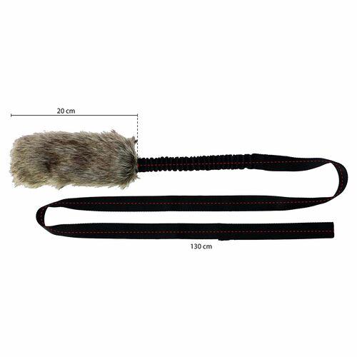 Product photo Faux Fur Dog Toy + Bungee Handle 2