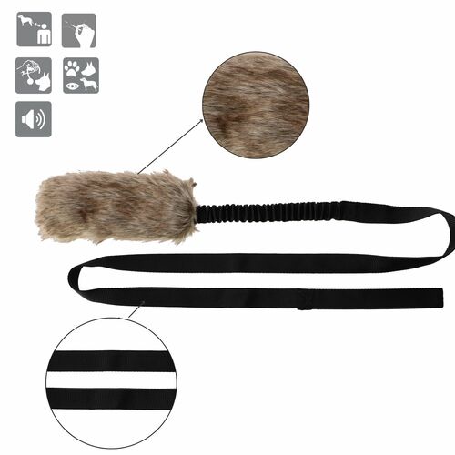 Product photo Faux Fur Dog Toy + Bungee Handle 5