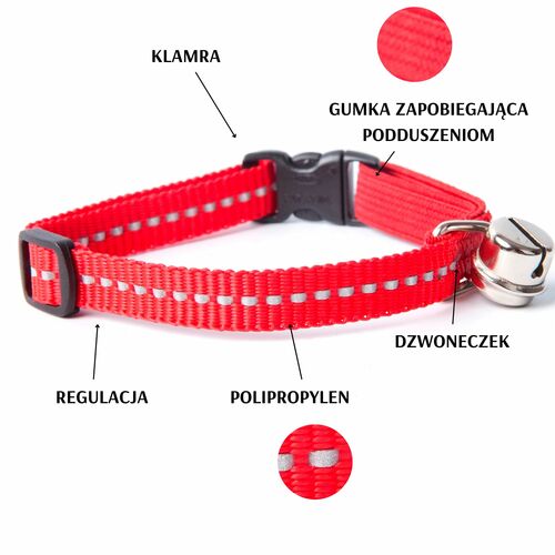 Zdjęcie produktu Obroża z taśmy odblaskowej dla kota - bezpieczna spinka 2