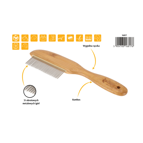 Product photo Bamboo Handle Comb With Rotating Needles 2