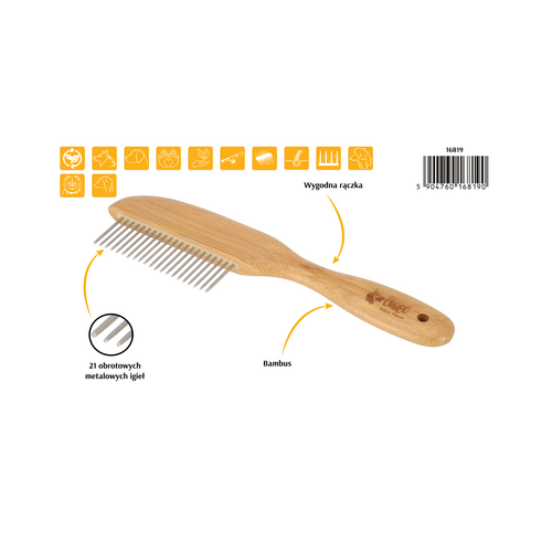 Product photo Bamboo Handle Comb With Rotating Needles 2