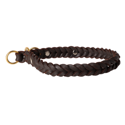 Product photo Braided SOFT Leather Collar, Half-Choke, brass 2