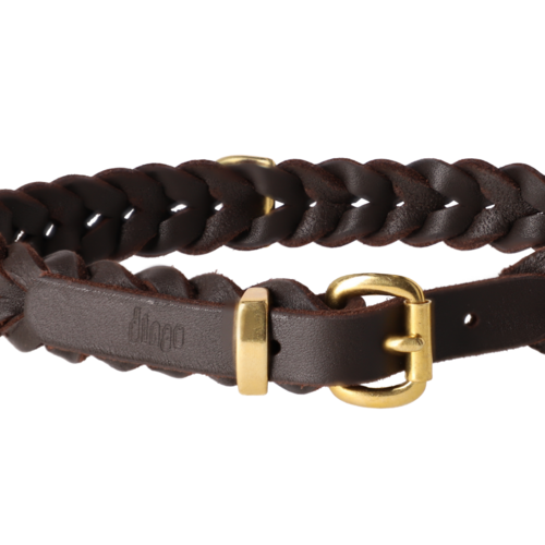 Product photo Braided SOFT Leather Collar with brass buckle 6