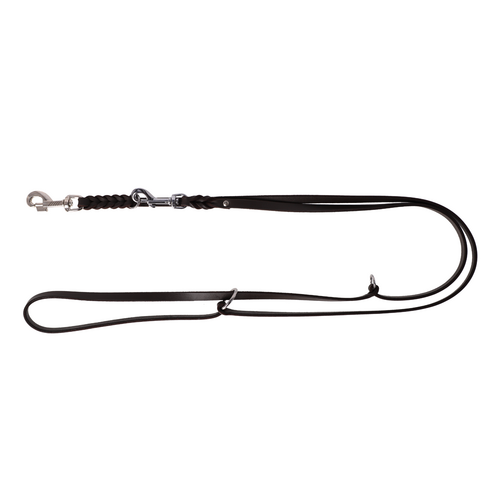 Product photo FAT leather extendable leash, chrome snap hook 2