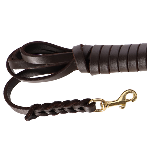 Zdjęcie produktu Smycz treningowa ze skóry FAT bez rączki, mosiądz 4