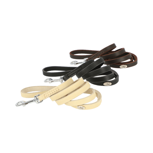 Product photo SOFT BLACK Leather Leash With Handle, Sewn 5