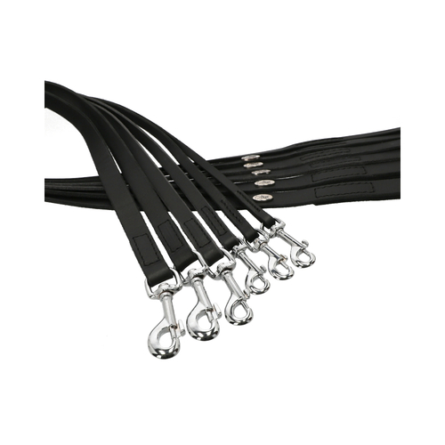 Product photo SOFT BLACK Leather Leash With Handle, Sewn 6