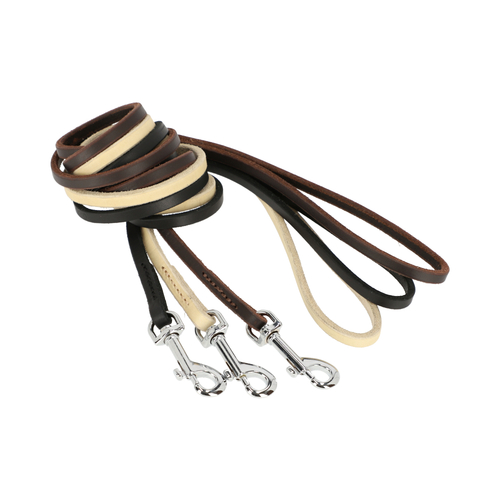 Product photo SOFT BLACK Leather Leash With Handle, Sewn 5