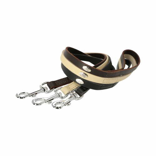 Product photo SOFT BLACK Leather Leash With Handle, Sewn 4