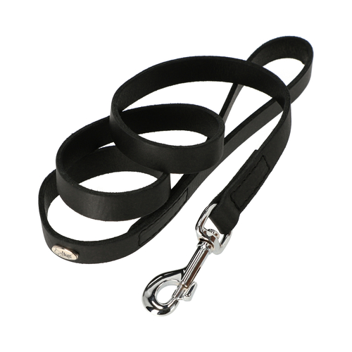 Product photo SOFT BLACK Leather Leash With Handle, Sewn 4