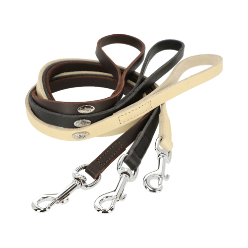 Product photo SOFT BLACK Leather Leash With Handle, Sewn 5