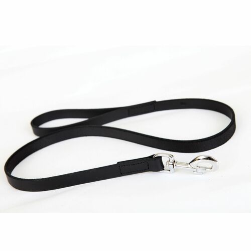Product photo SOFT BLACK Leather Leash With Handle, Sewn 3
