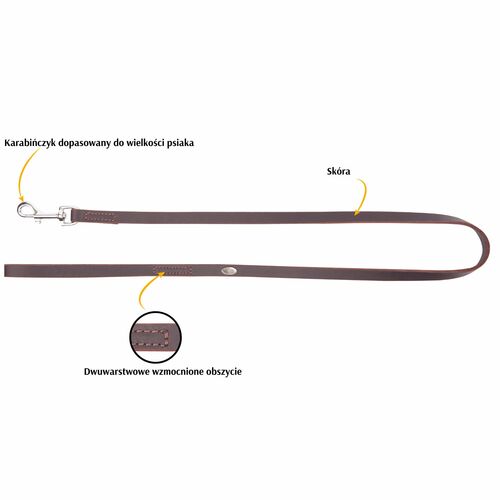 Product photo SOFT BROWN Leather Leash With Handle, Sewn 2