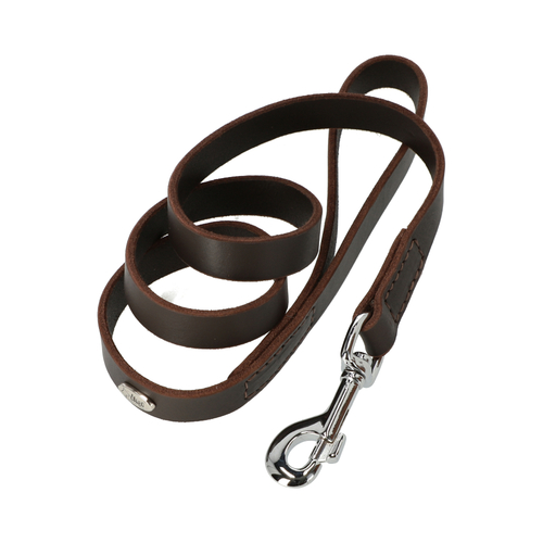 Product photo SOFT BROWN Leather Leash With Handle, Sewn 3