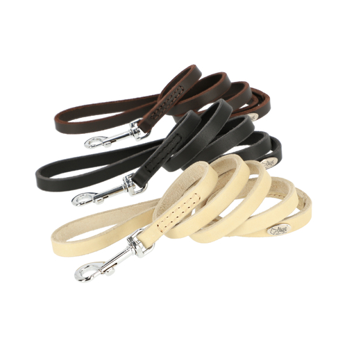 Product photo SOFT BROWN Leather Leash With Handle, Sewn 4