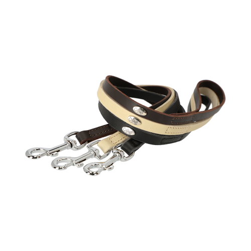 Product photo SOFT BROWN Leather Leash With Handle, Sewn 5