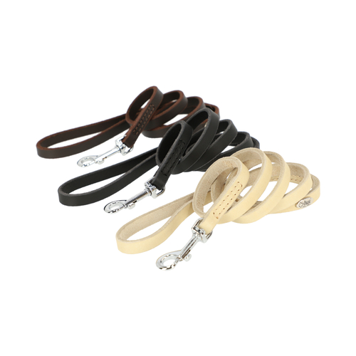 Product photo SOFT NATURAL Leather Leash With Handle, Sewn 4
