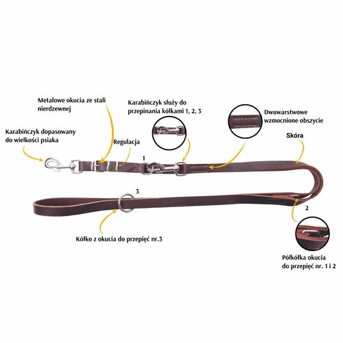 Product photo Adjustable SOFT BROWN Leather Leash 2