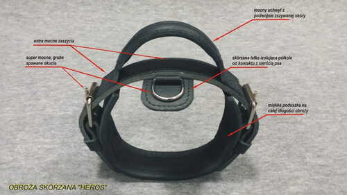 Product photo Leather collar with HEROS handle, black 2