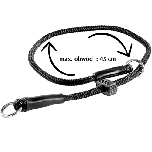 Zdjęcie produktu Dławik-zaciągana obroża z linki, #6mm,czarna 6