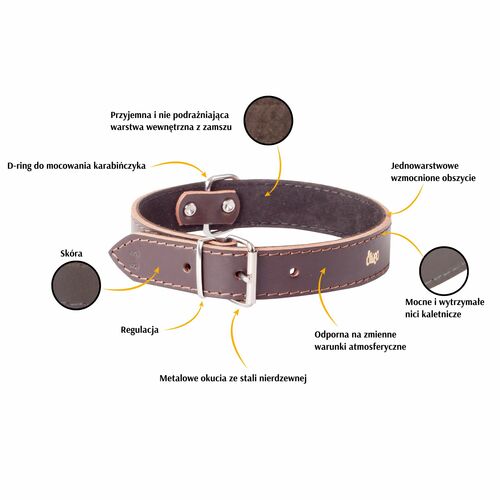Product photo Classic Leather Collar, Padded With Suede 2