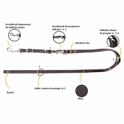 Product photo Classic Leather Extendable Leash, Changable Snap-Hook 4