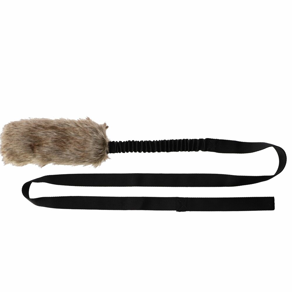 Product photo Faux Fur Dog Toy + Bungee Handle