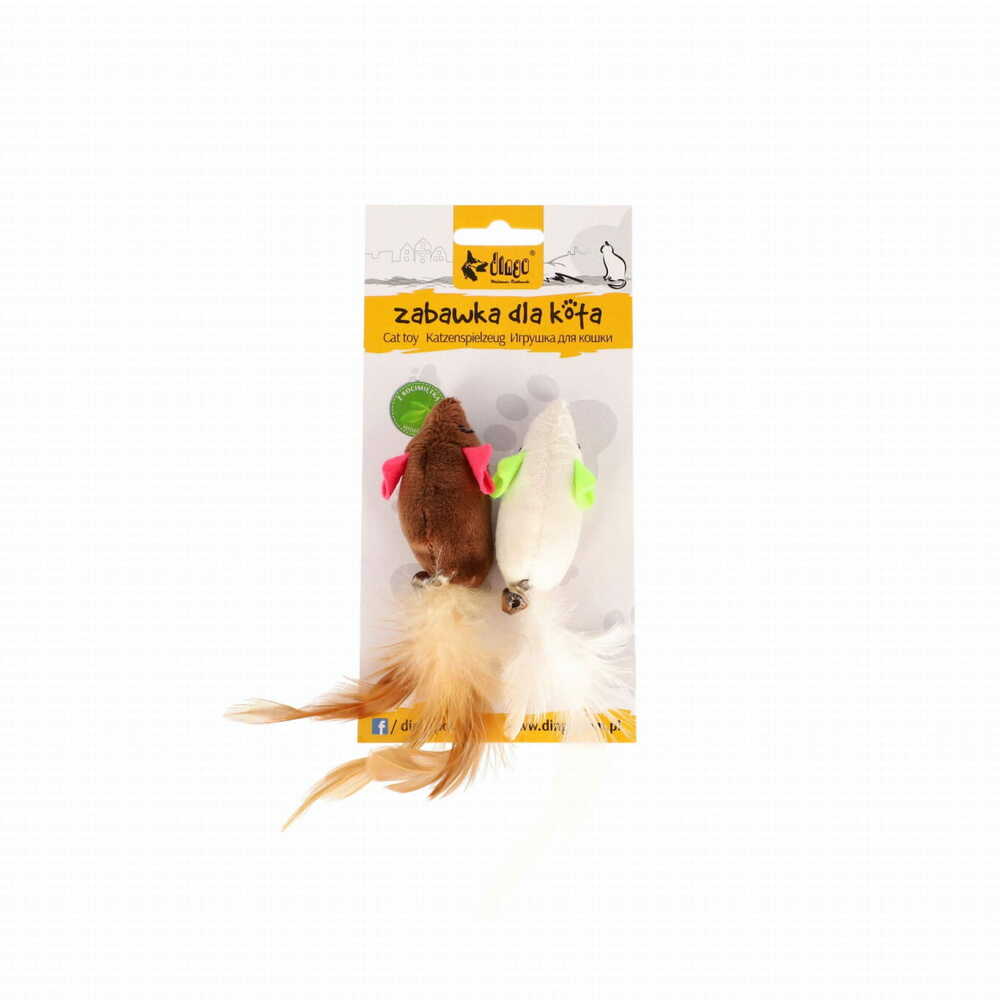 Product photo Cat Toy Plush 2 Mice Brown + Ecru
