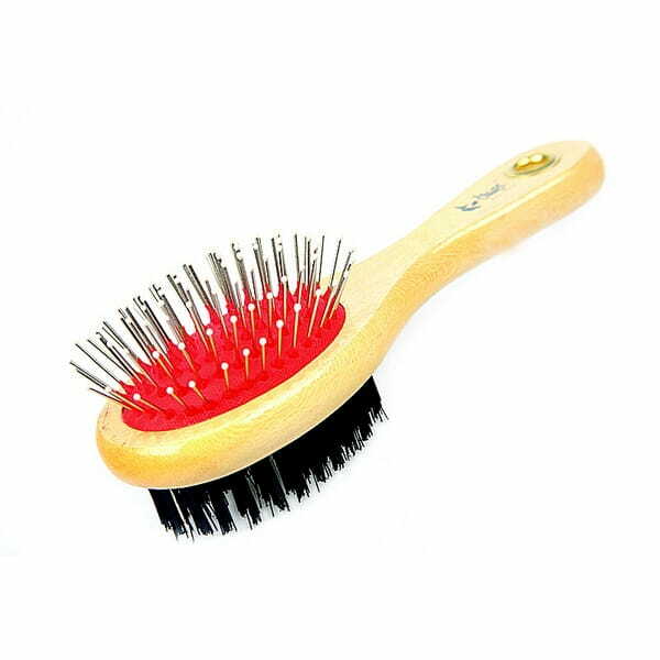 Product photo Wooden Brush Oval 2-Side Pvc + Soft Slicker