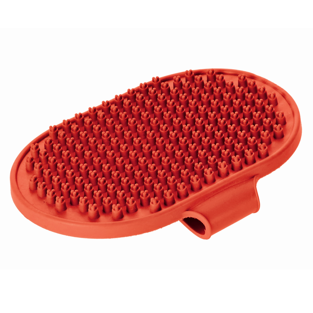 Product photo Oval Rubber Curry Comb Red