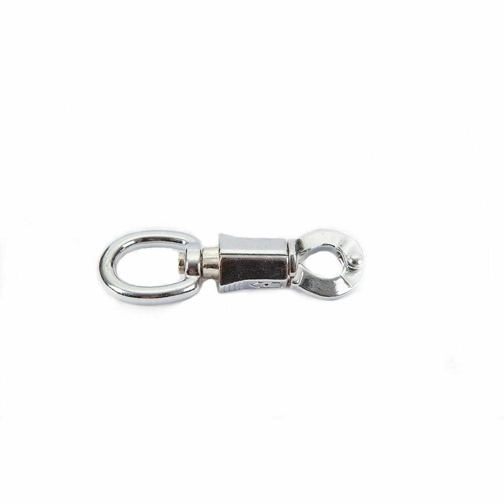 Zdjęcie produktu Karabińczyk chromowany z szybkim wypięciem, długość - 11cm; ucho - 2,5cm