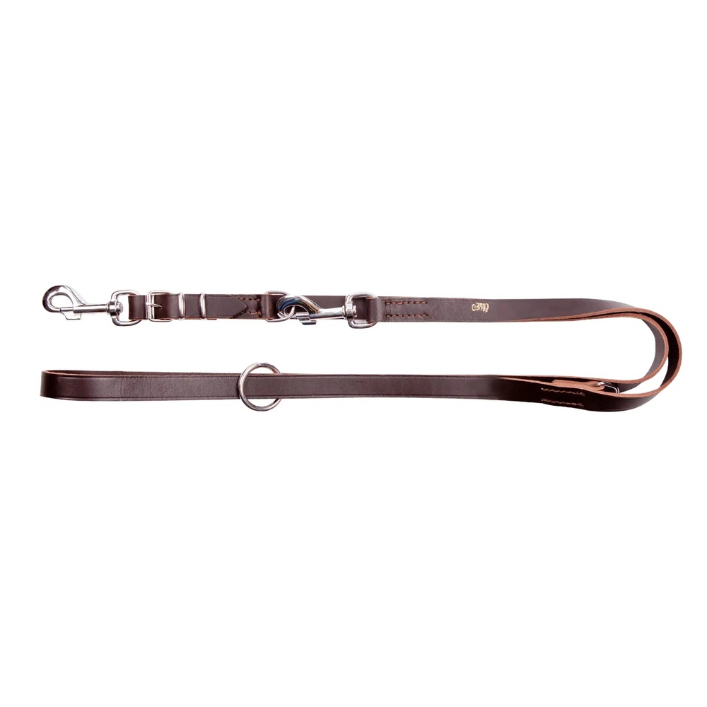Product photo CLASSIC leather adjustable leash - hand stitched, exchengable snap-hook
