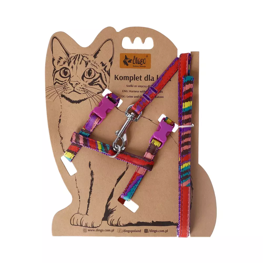 Product photo CAT SET LEASH + HARNESS "FUNKY CAT"