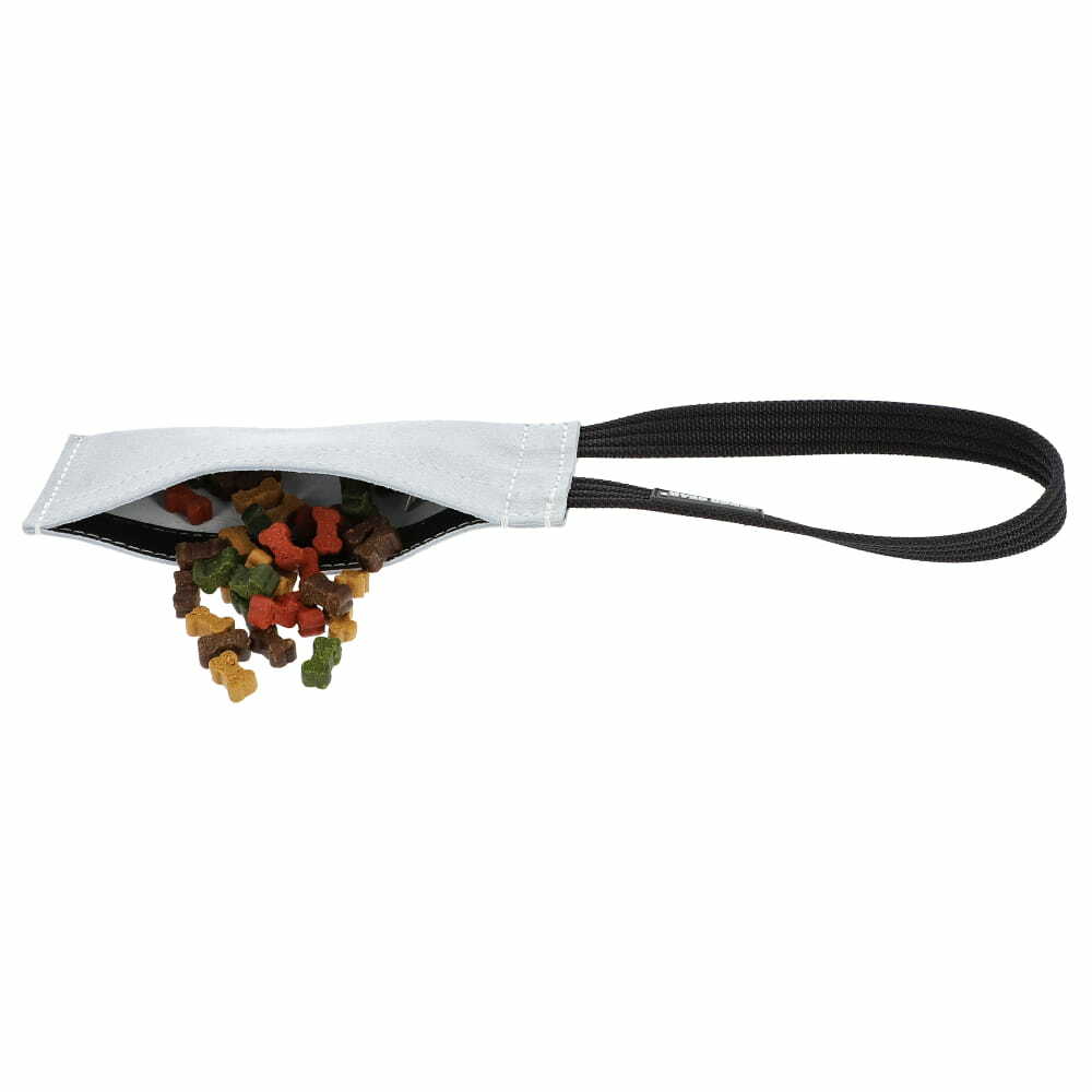 Product photo LEATHER  tug toy with treat pocket and handle