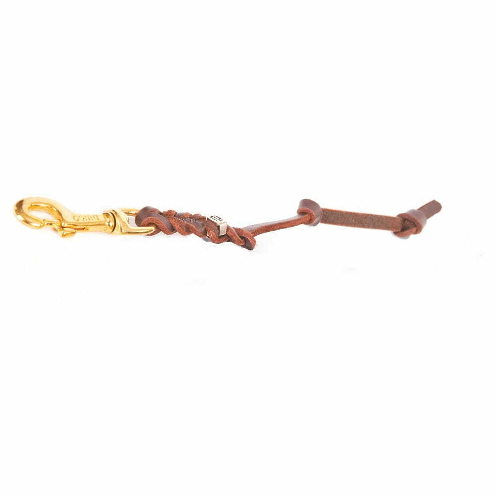 Product photo Short leather leash – braided with knot
