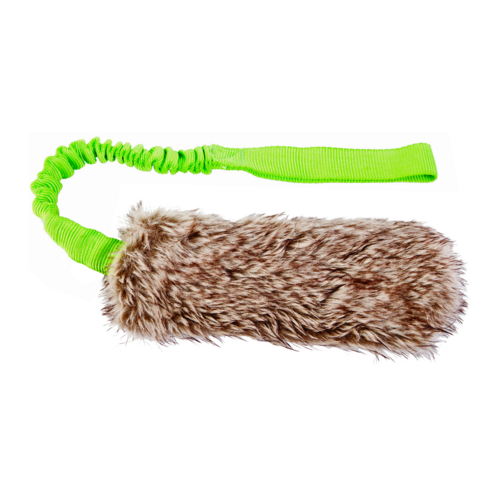 Product photo Faux Fur Dog Toy + Bungee Handle
