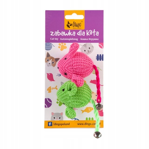 Product photo Cat Toy 2 Yarn Mice Pink+Green