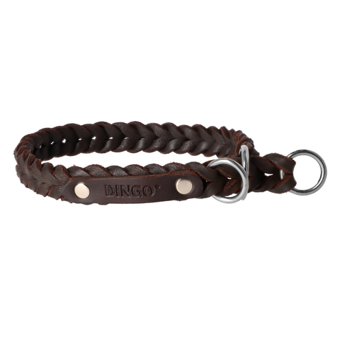 Zdjęcie produktu Obroża zaplatana ze skóry SOFT - półzaciskowa, okucia chrom