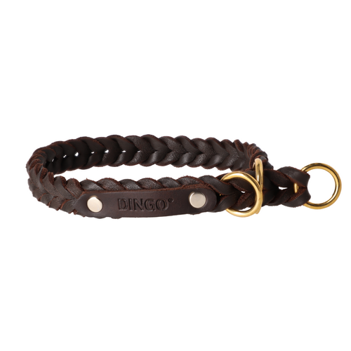 Product photo Braided SOFT Leather Collar, Half-Choke, brass