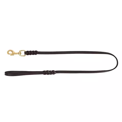 Product photo FAT leather braided leash, brass snap hook