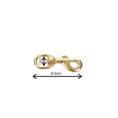 Zdjęcie produktu Karabińczyk pełny mosiądz długość - 8cm; ucho - 1,8cm