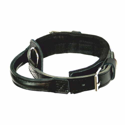 Product photo Leather collar with HEROS handle, black